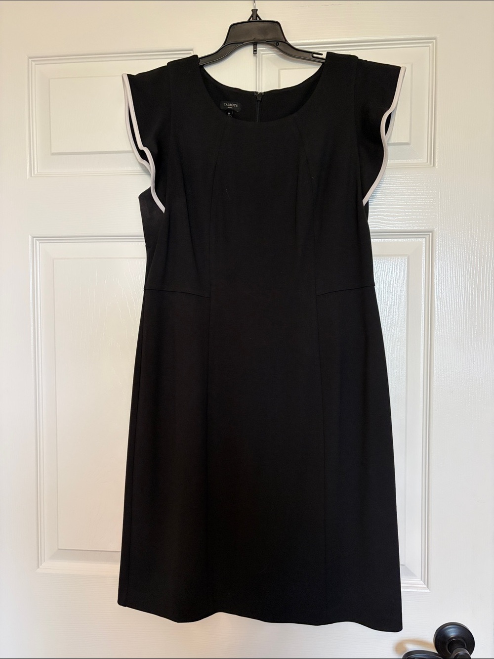 Talbots Black Midi Dress with White Trim
